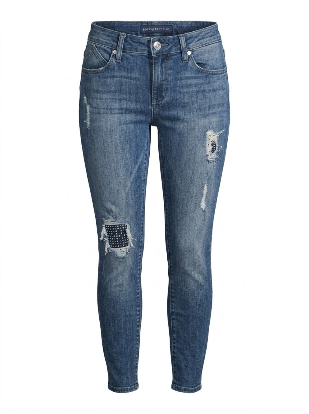 Rock & Republic Berlin Blue Distressed Skinny Jeans Women Size 8
